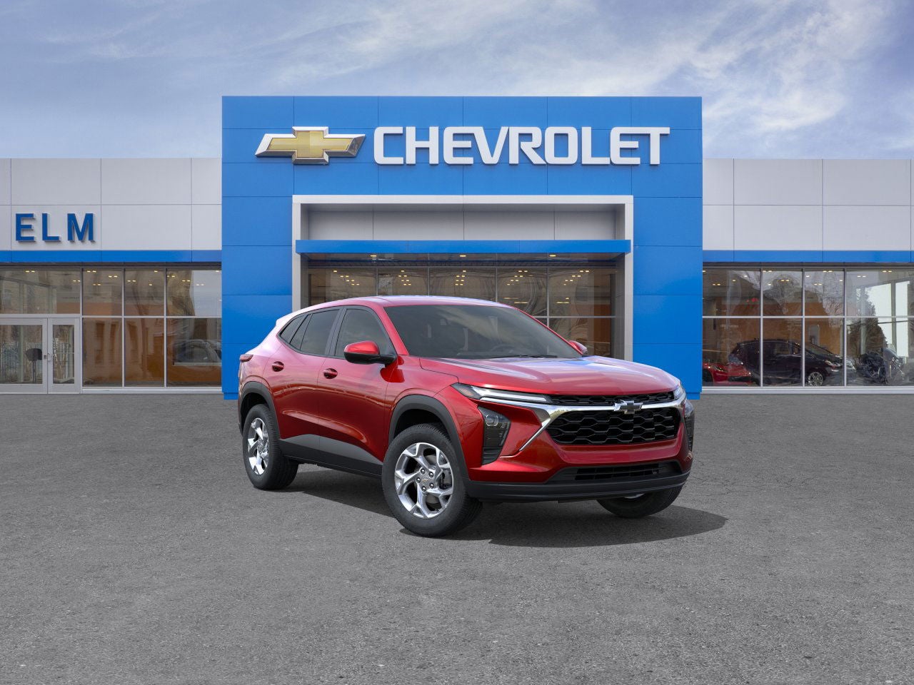 2026 Chevrolet Trax LS in Apex Red — front three-quarter view