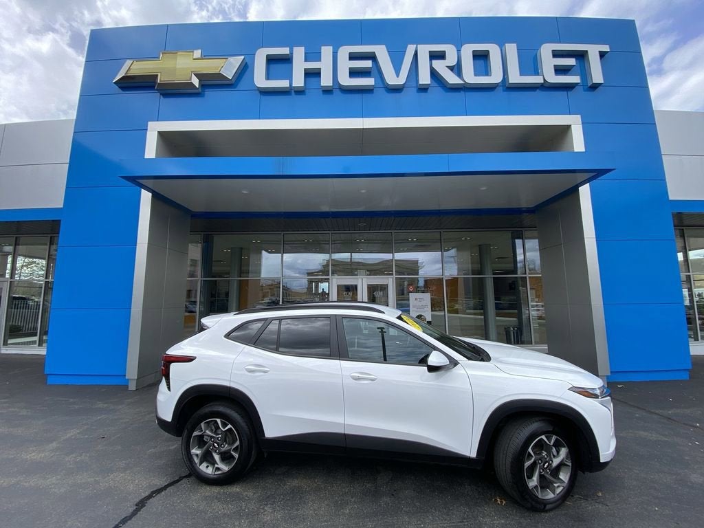 2024 Chevrolet Trax LT in Summit White — front three-quarter view