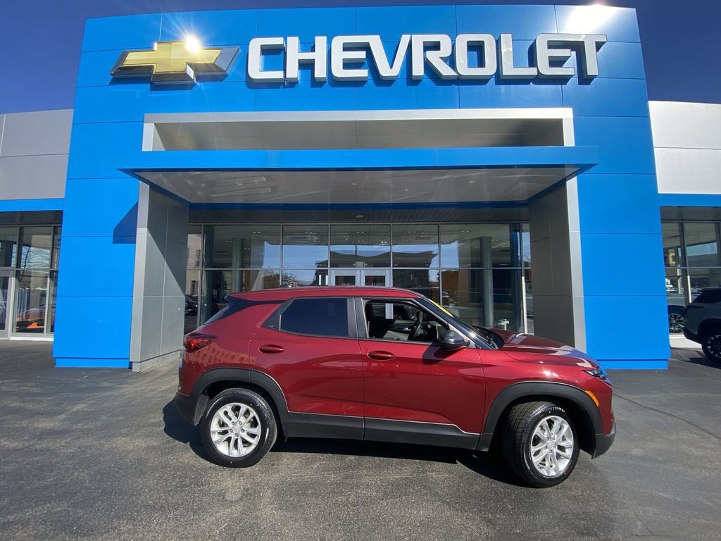 2024 Chevrolet Trailblazer LS in Crimson Metallic — front three-quarter view