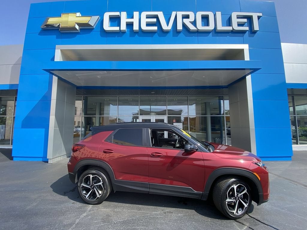 2023 Chevrolet Trailblazer RS in Crimson Metallic — front three-quarter view